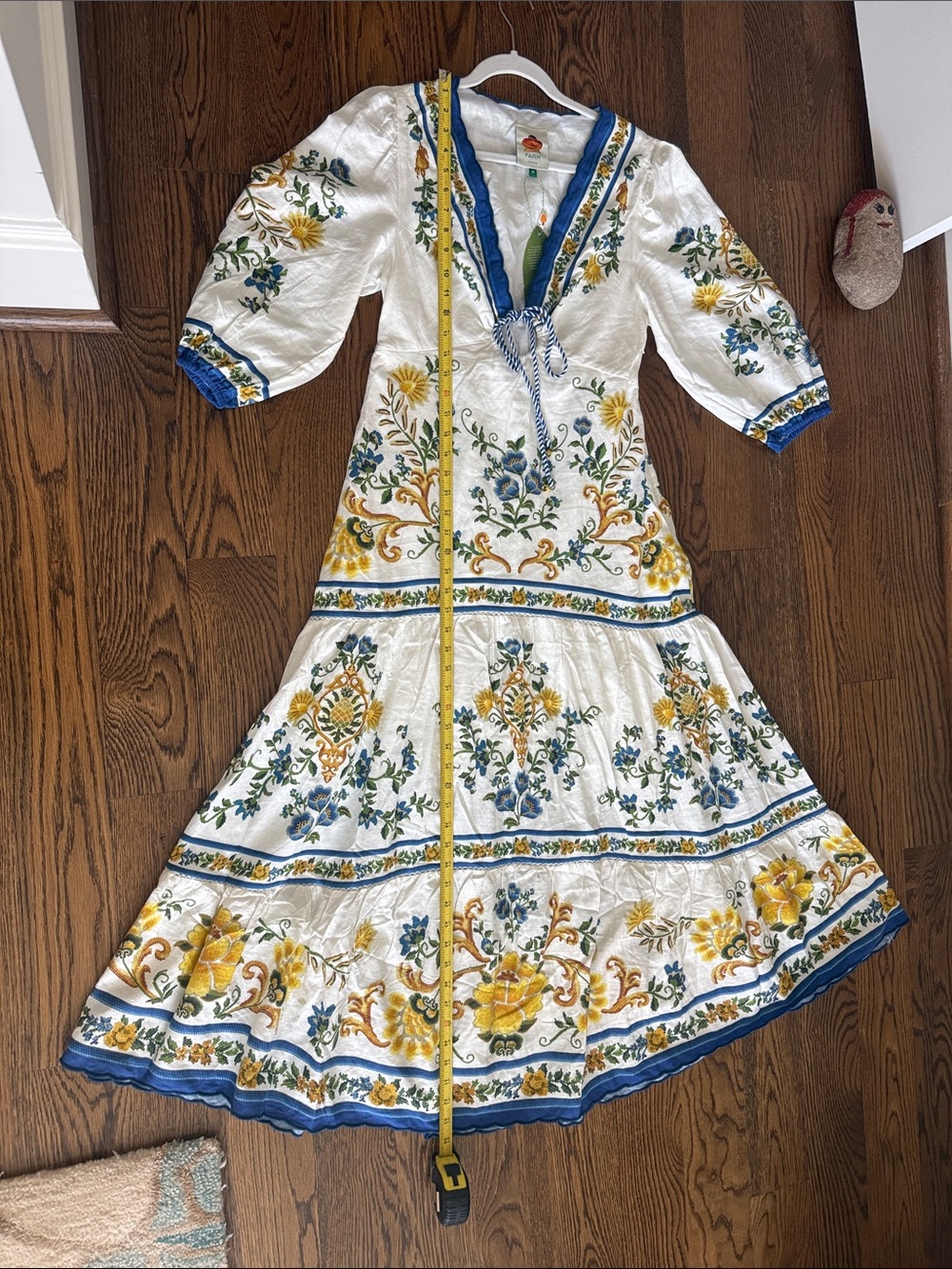 FARM Rio White Maxi Dress with Blue and Yellow Floral Embroidery - Picture 8 of 8